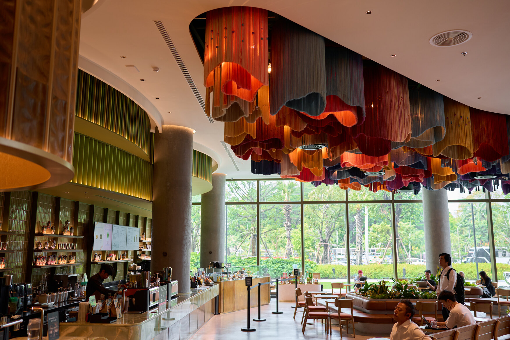 Starbucks Reserve at One Bangkok with two-floor interior and Northern Thai craftsmanship details