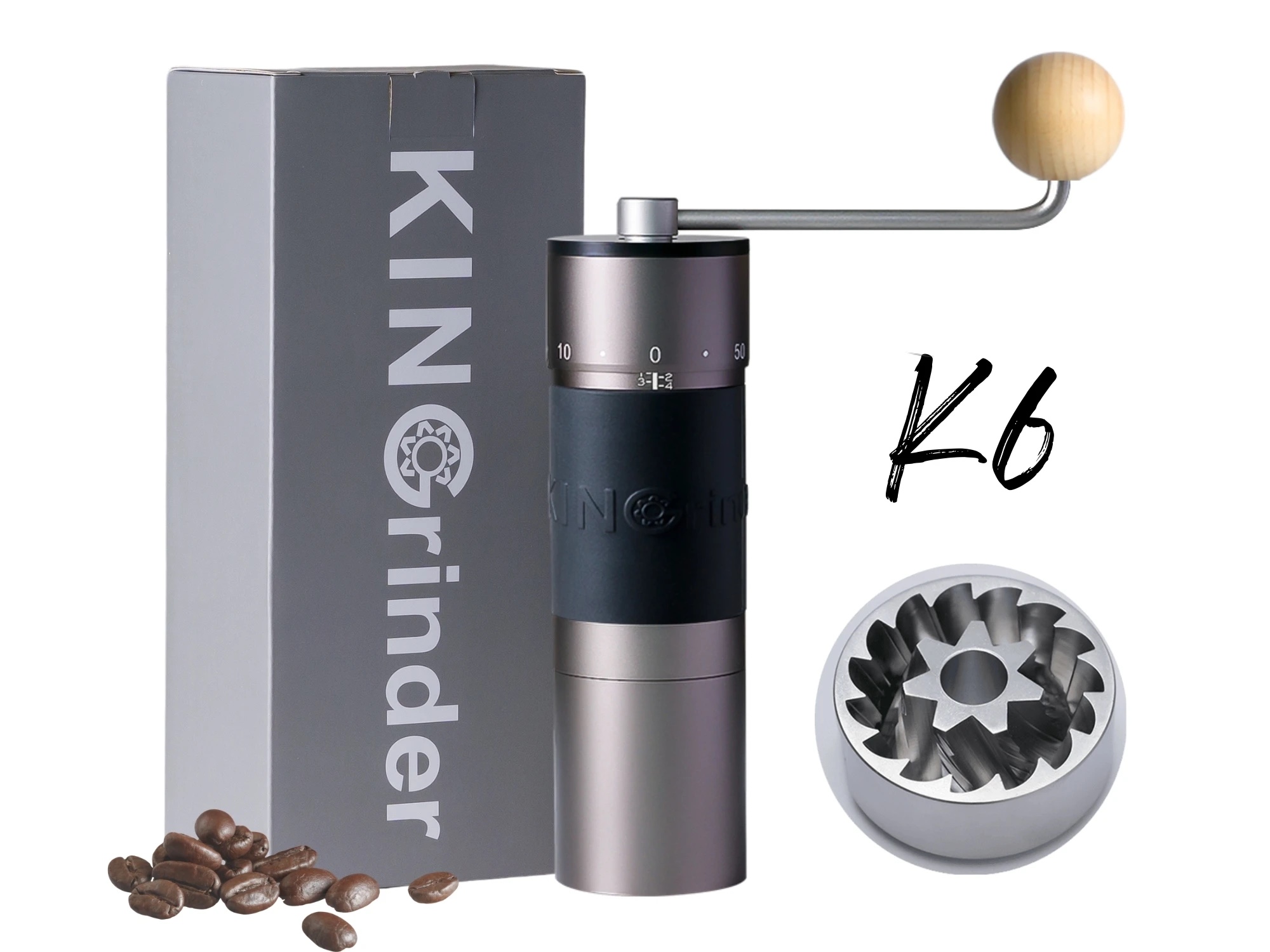 Kingrinder K6 manual coffee grinder, official product photo